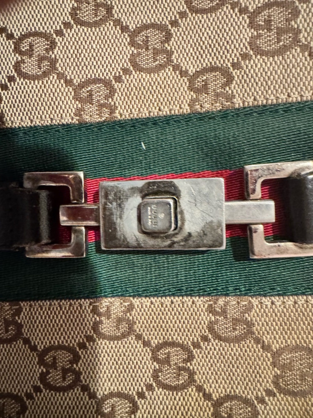 Gucci Jackie Original Web Shoulder Bag Leather and GG Canvas Medium - Picture 8 of 13